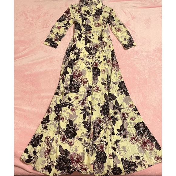 Women’s Cream Purple Floral Flower Long Maxi Dress Size Small - Picture 1 of 7